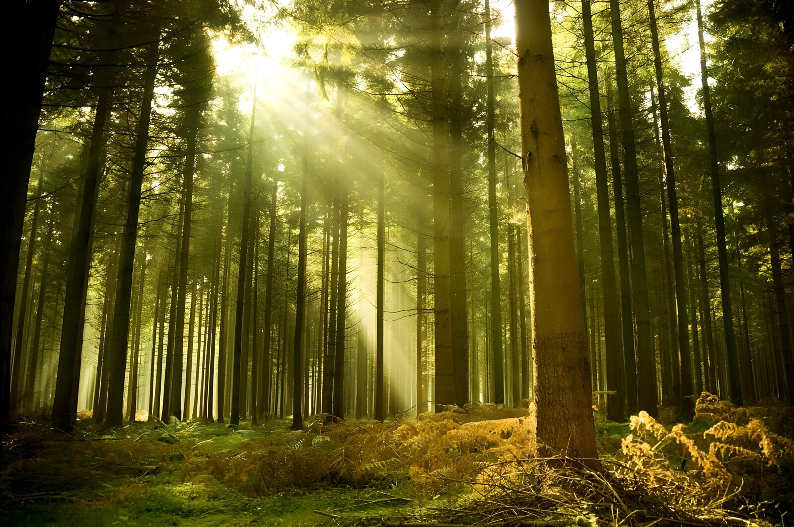 TPES65041: Bosque de coníferas a contraluz