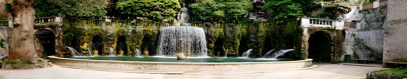 TPES83216: Fuente con cascada y grutas a la sombra
