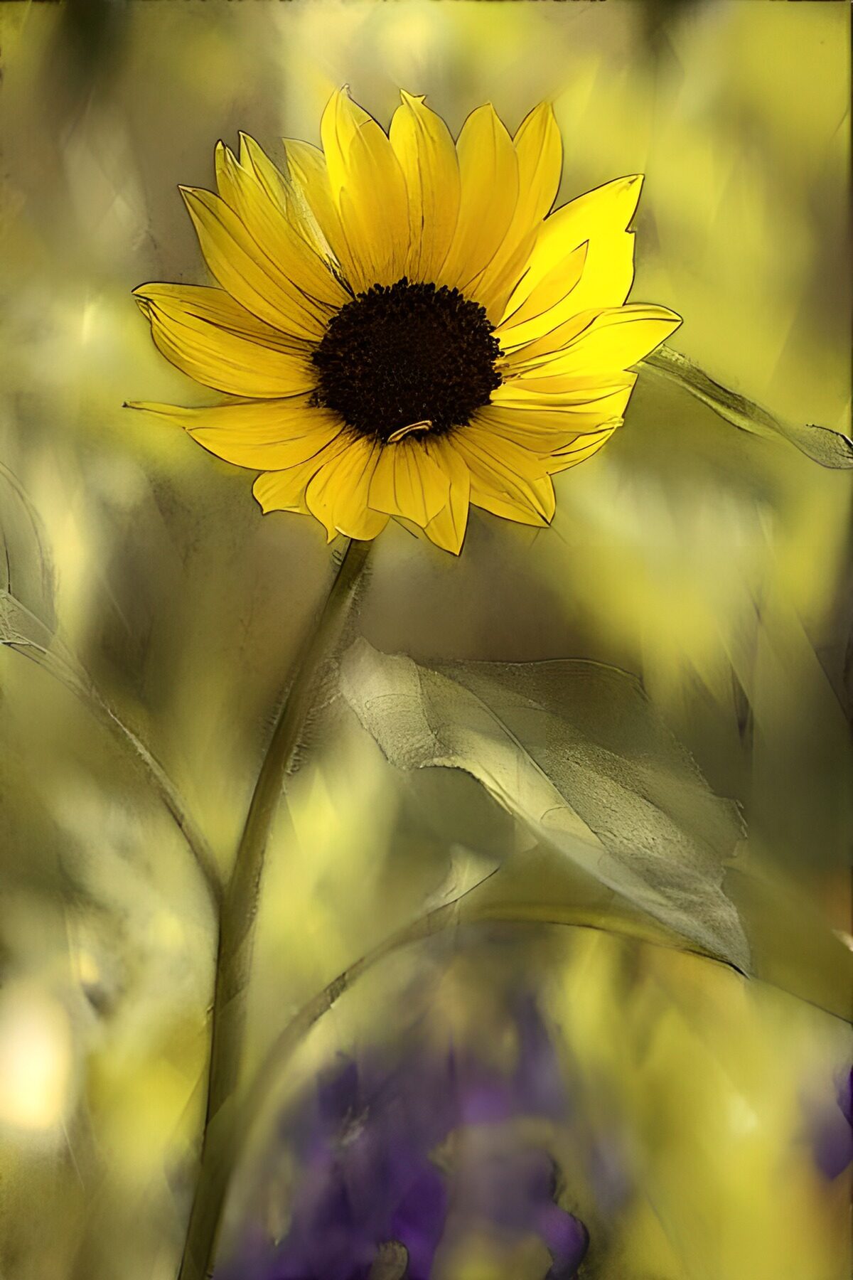 Girasol en primer plano con luz cálida