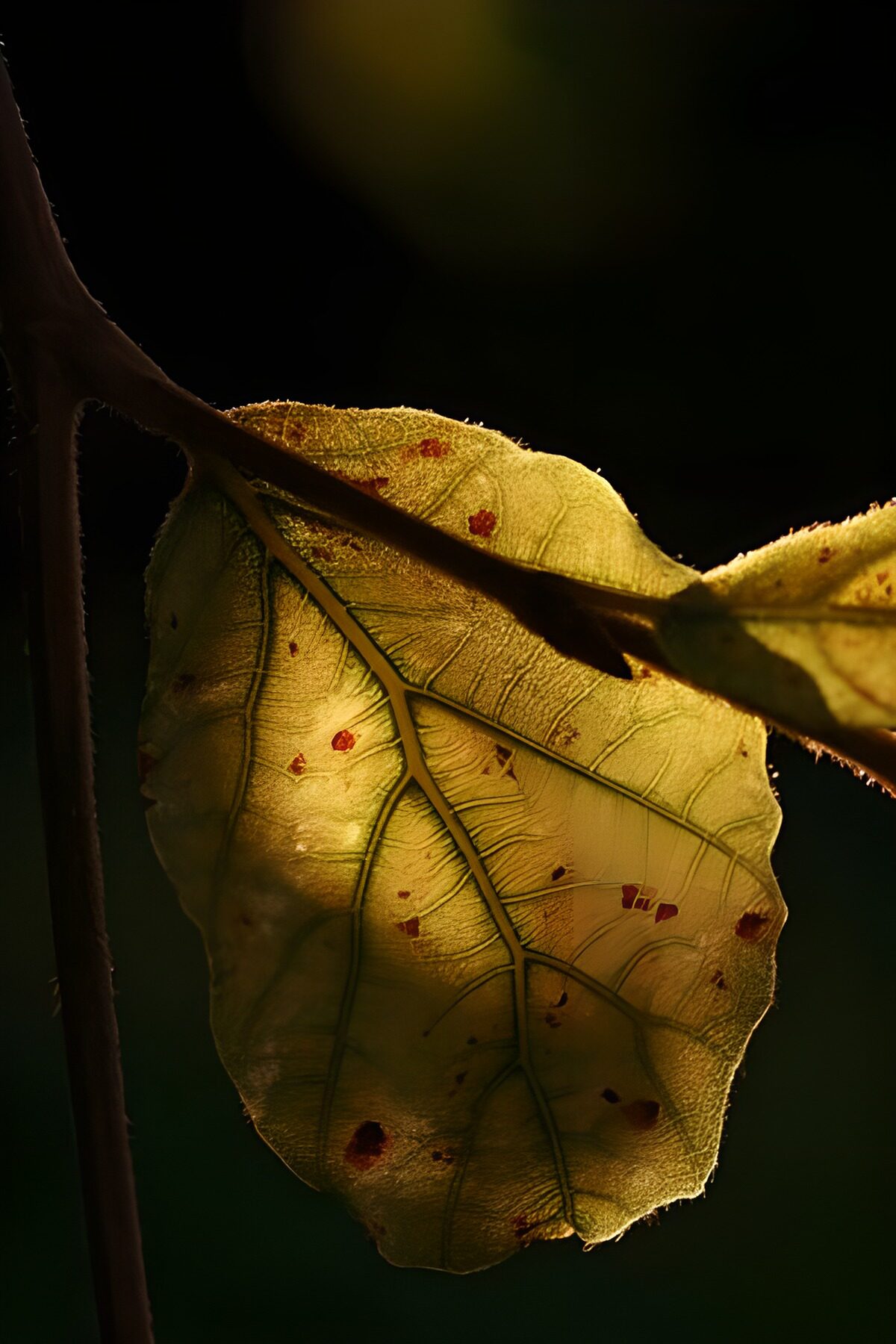 Hoja amarilla a contraluz