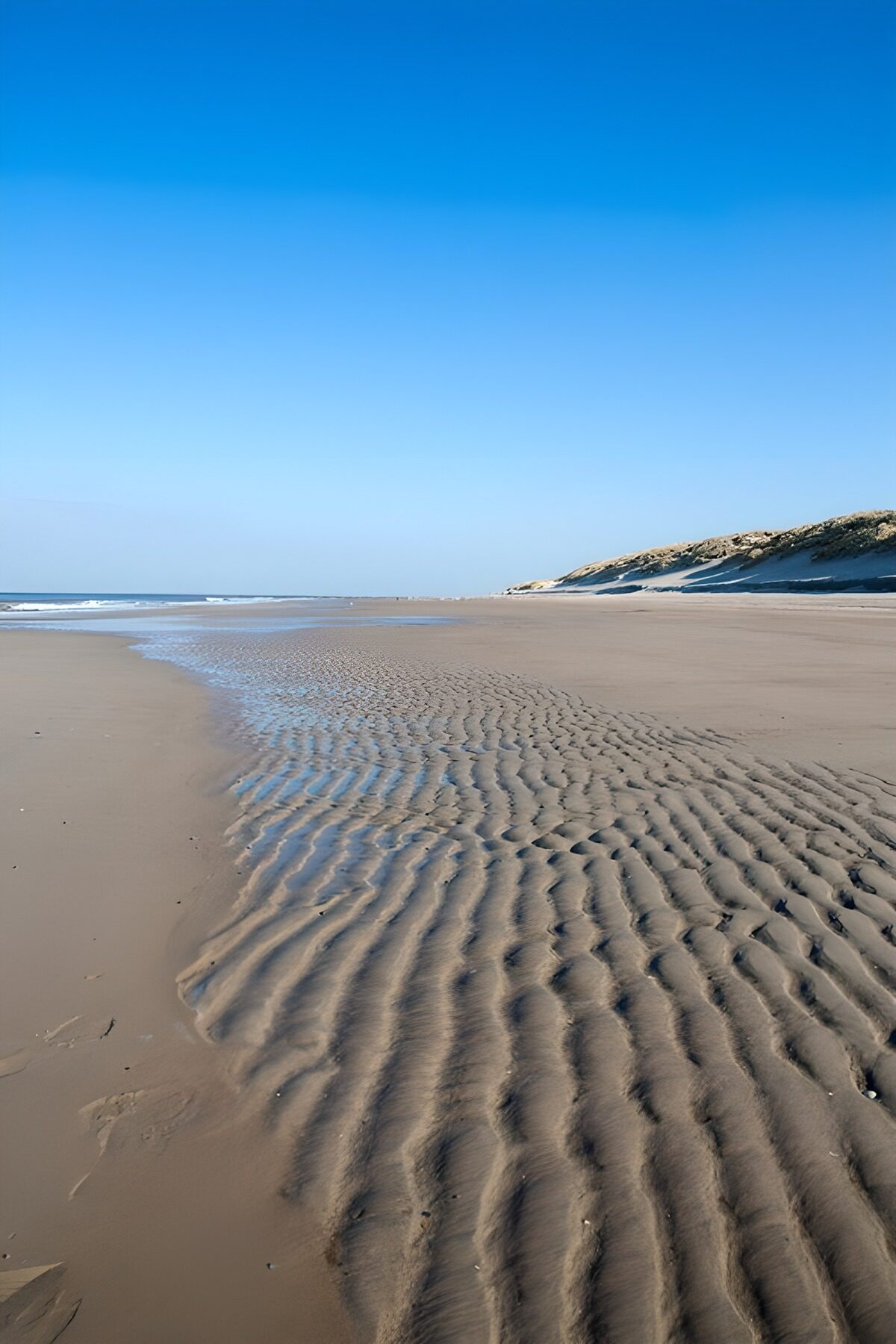 Playa de arena ondulada en bajamar
