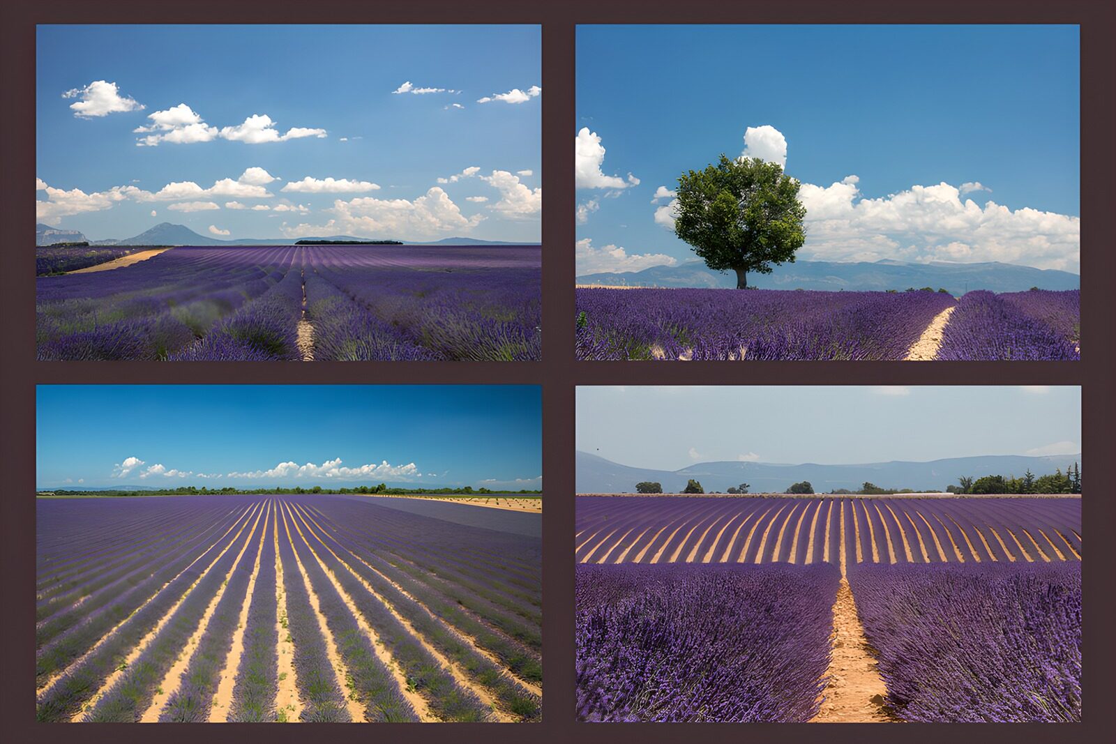 TPES33450: Cuatro vistas de campos de lavanda
