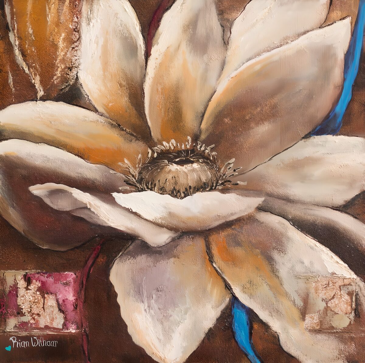 TPES52593: Flor crema en primer plano sobre fondo oscuro