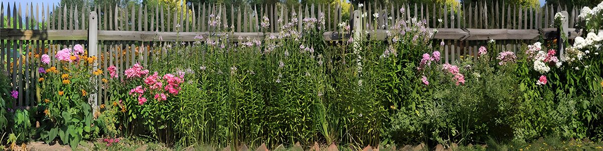 TPES11673: Flores de verano junto a una valla de madera