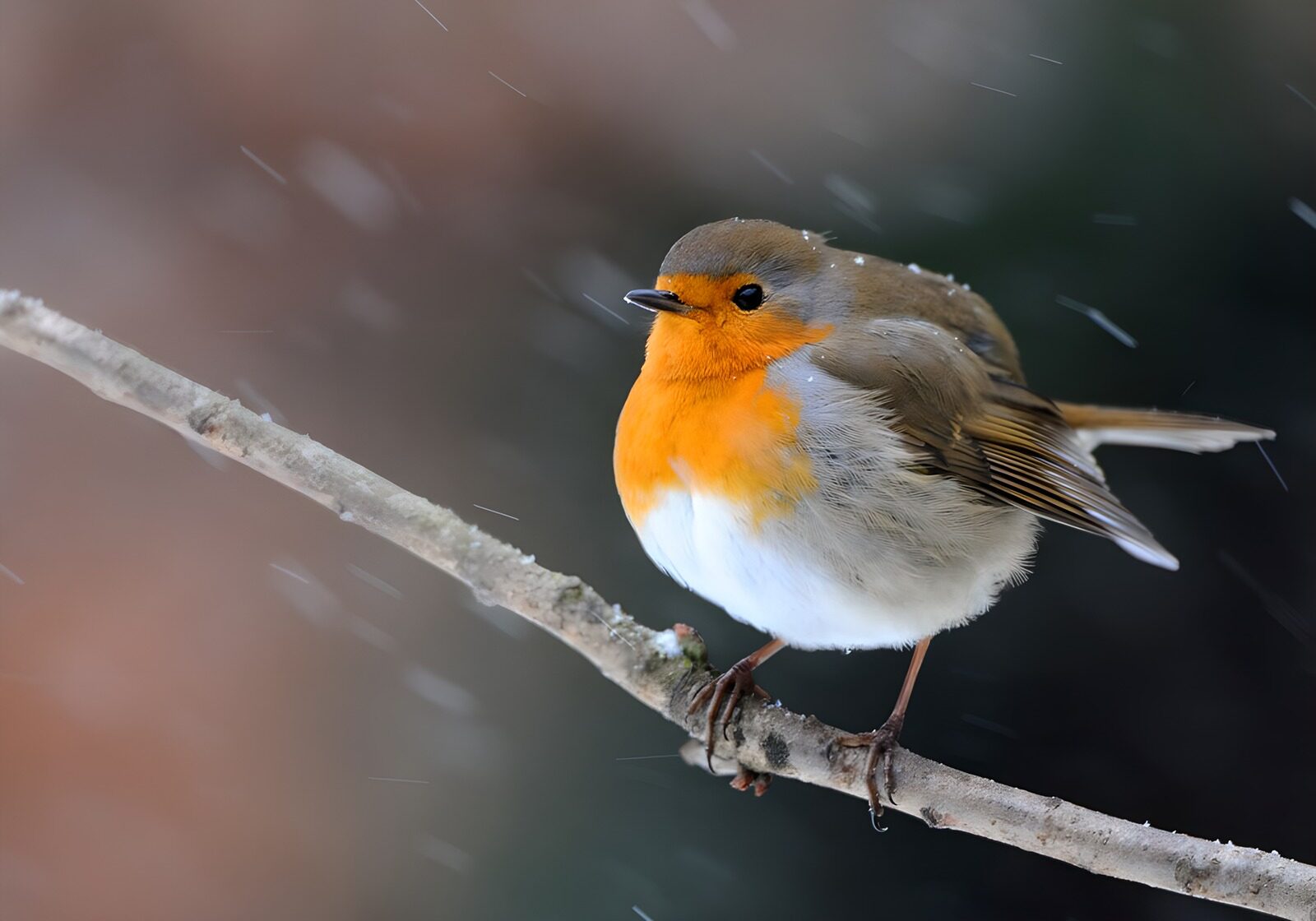 TPES86451: Petirrojo en una rama bajo la nieve