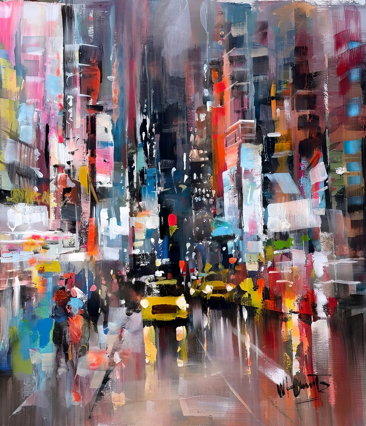 TPES43244: Calle abstracta con coches amarillos
