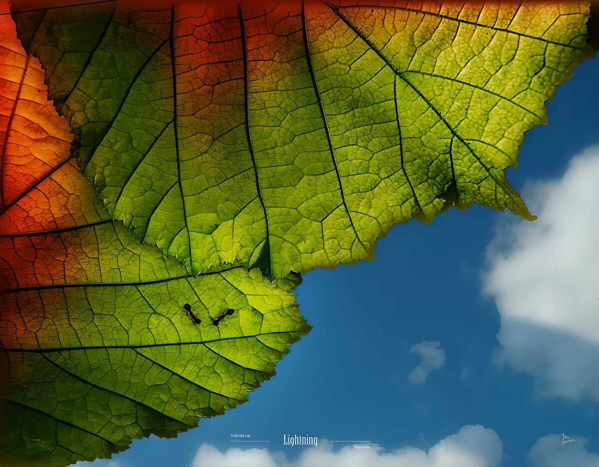 Hojas a contraluz sobre cielo azul
