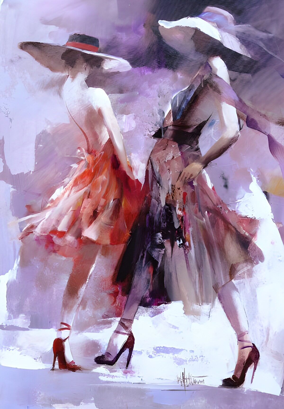 Dos mujeres con sombrero y aire de gala