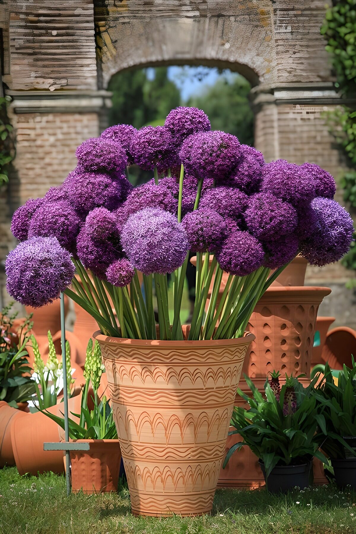 TPES52297: Ajos ornamentales en maceta al sol