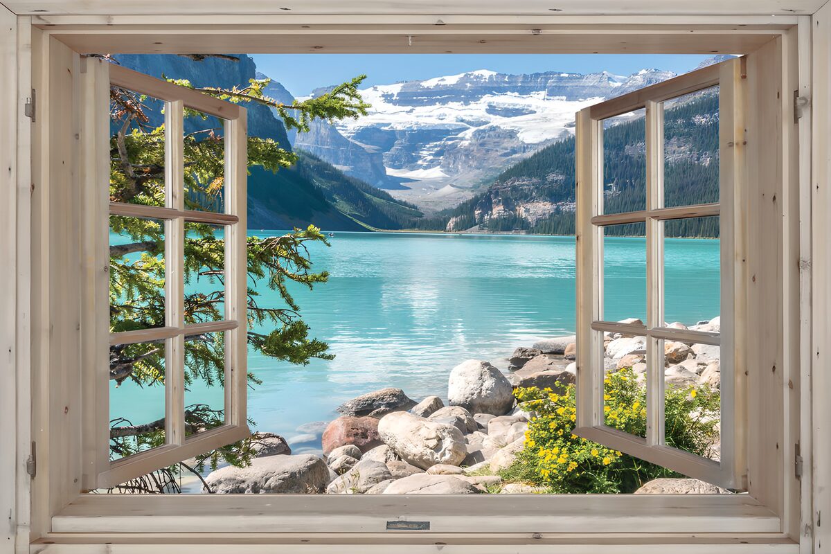 Ventana abierta al lago turquesa