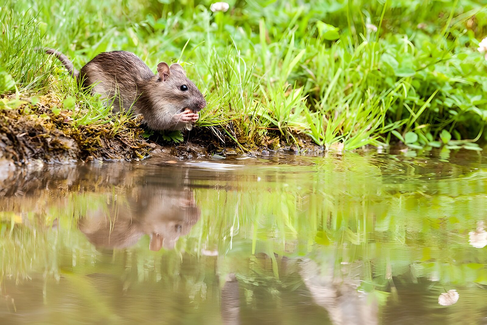 TPES30962: Rata entre la hierba junto al agua
