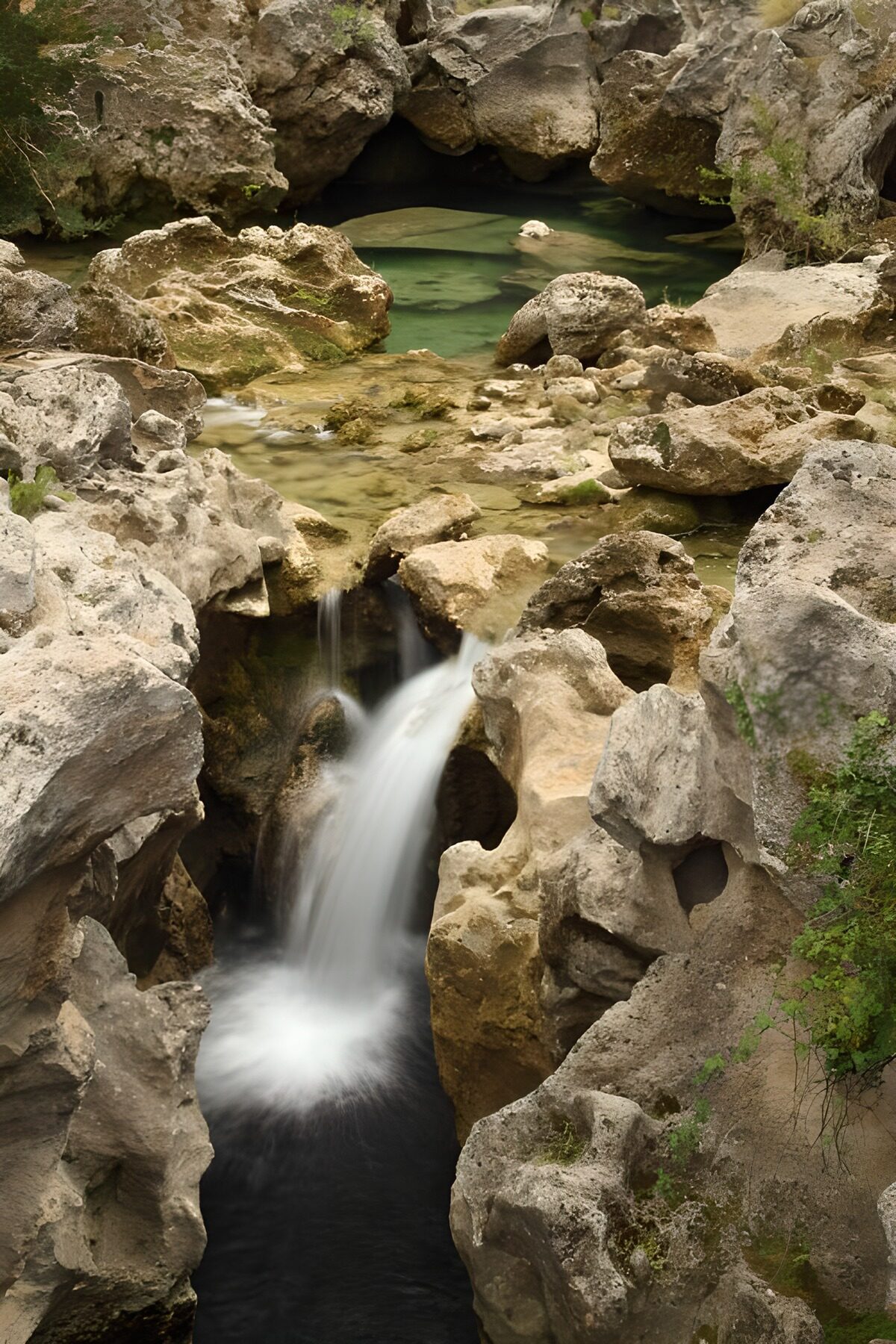 TPES93869: Pequeña cascada entre rocas y sombra