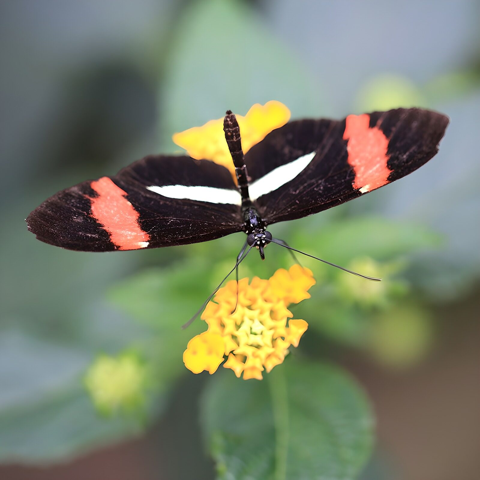 TPES27221: Mariposa sobre flores de amarillo vivo