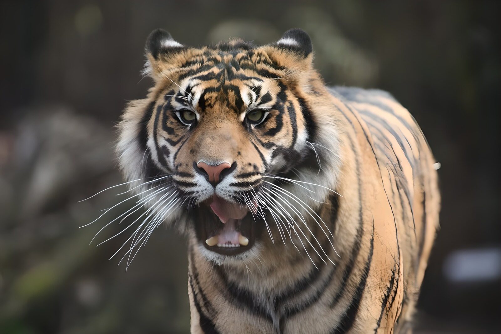 TPES72138: Tigre de frente con la boca abierta