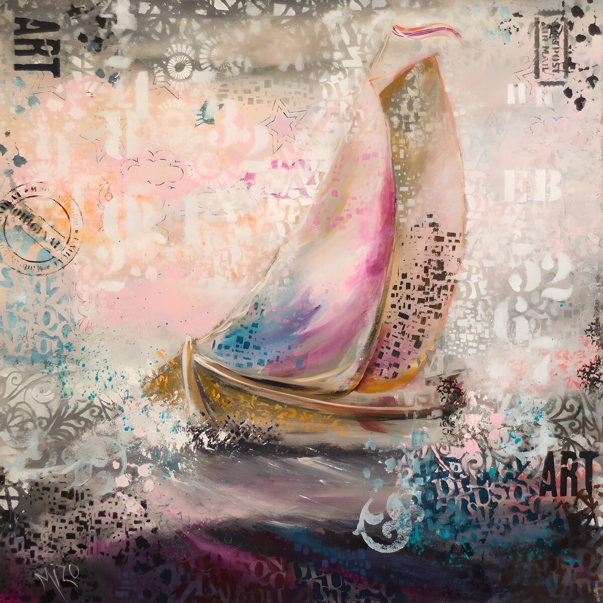 TPES87844: Velero abstracto en tonos pastel