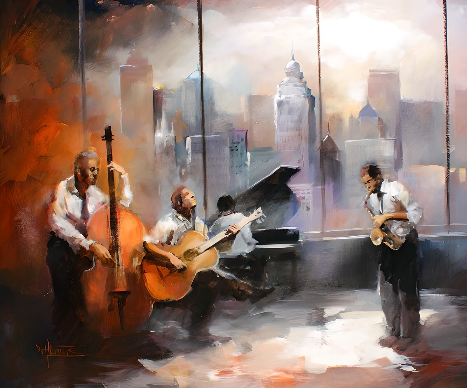 TPES78197: Cuarteto de jazz junto a los ventanales
