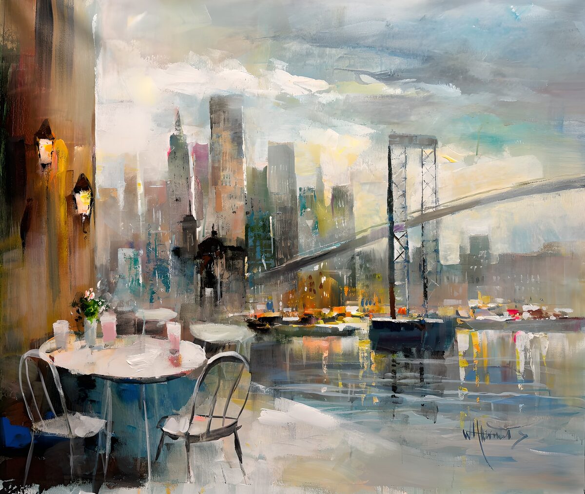 Terraza con vistas al puente