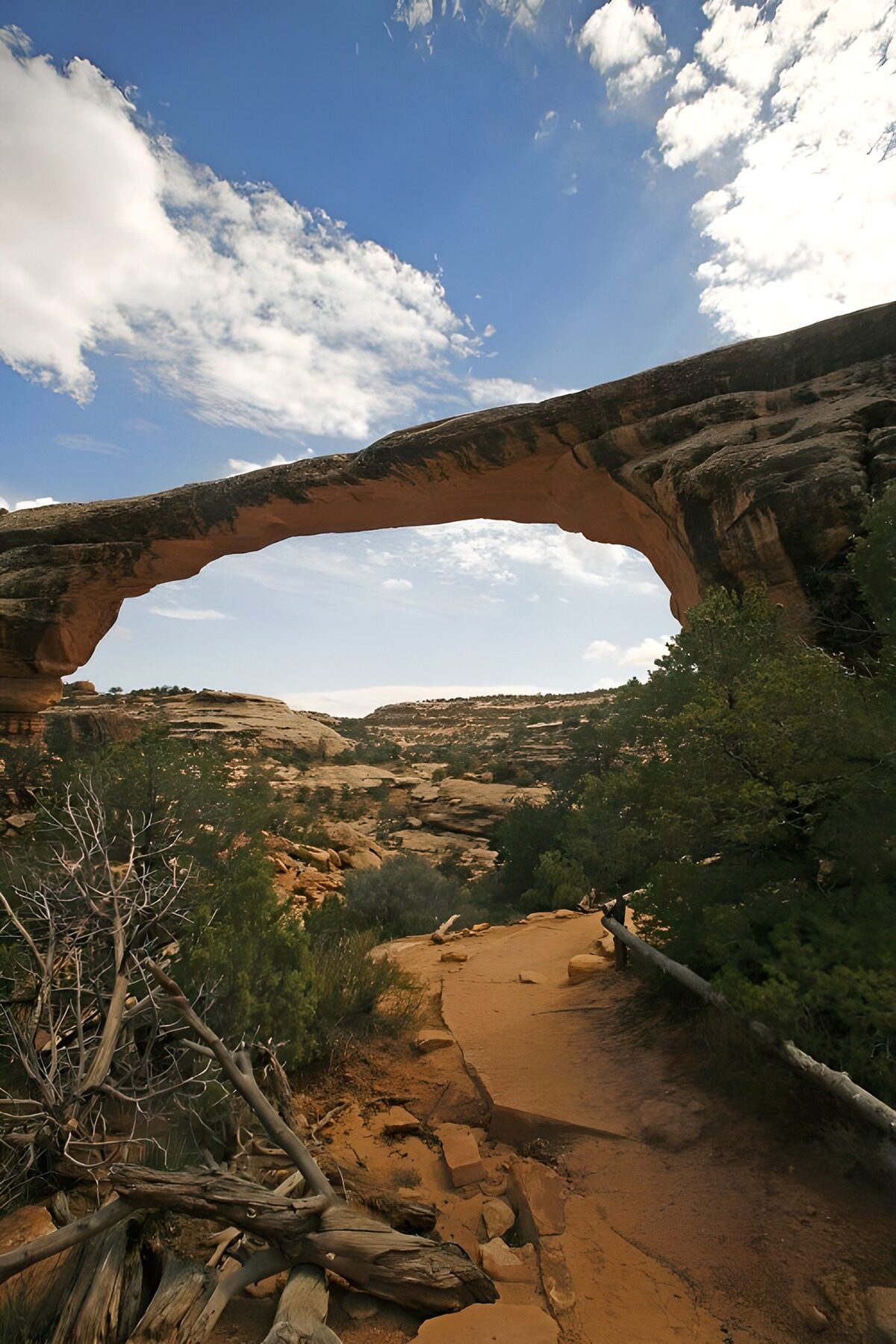 TPES47456: Arco de roca y sendero bajo el cielo azul