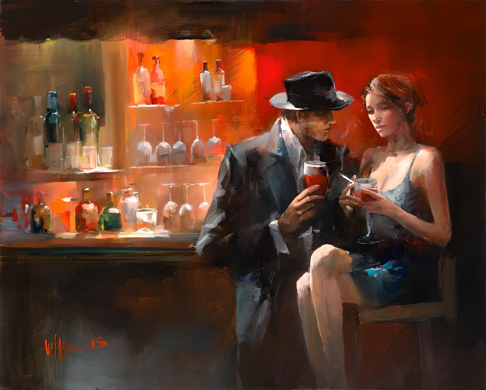TPES50194: Una pareja tomando copas en el bar