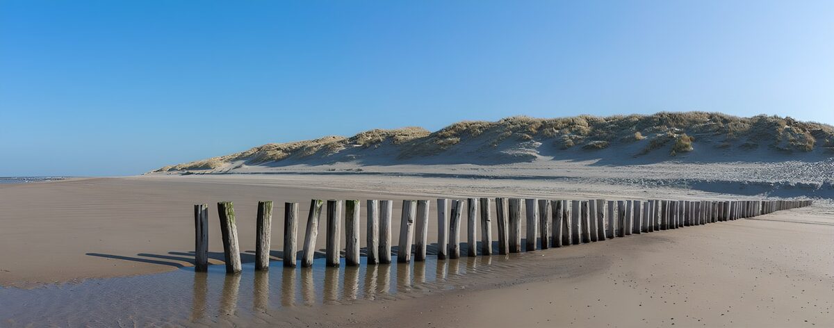 TPES51189: Playa con dunas y postes de madera