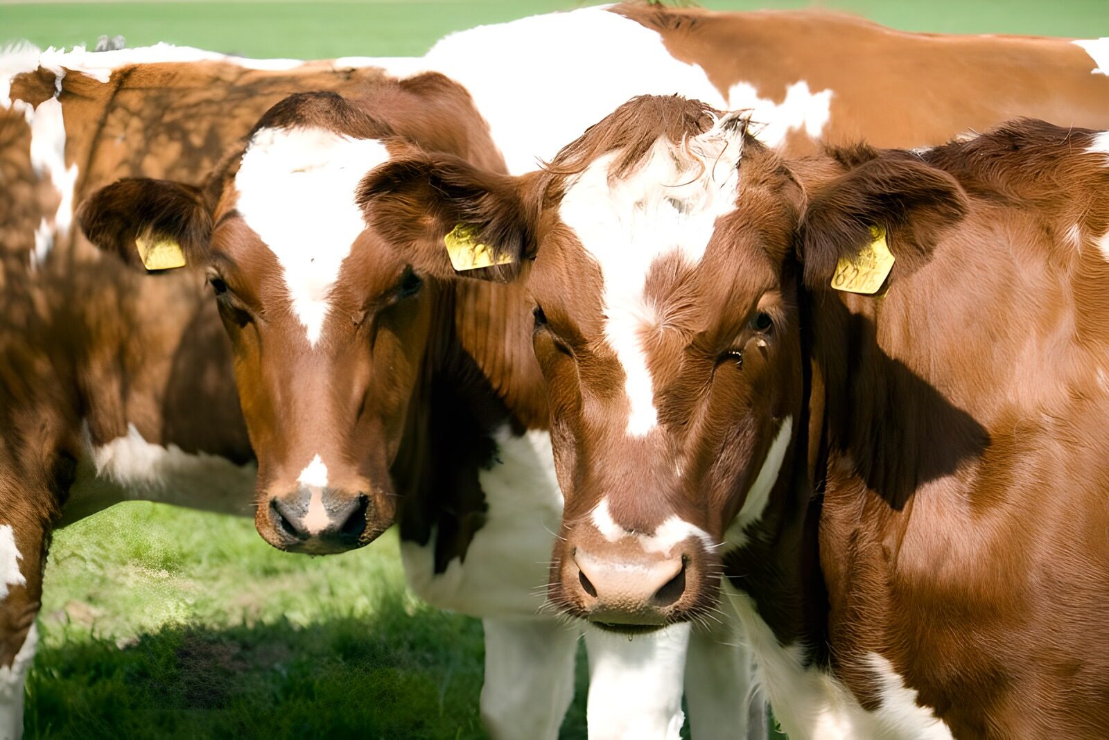 TPES36848: Vacas marrones y blancas al sol