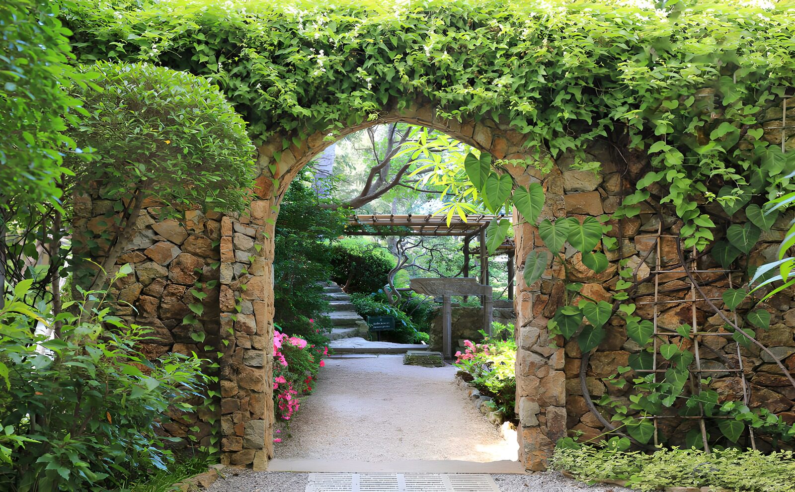 TPES71184: Arco de piedra entre flores y sombra