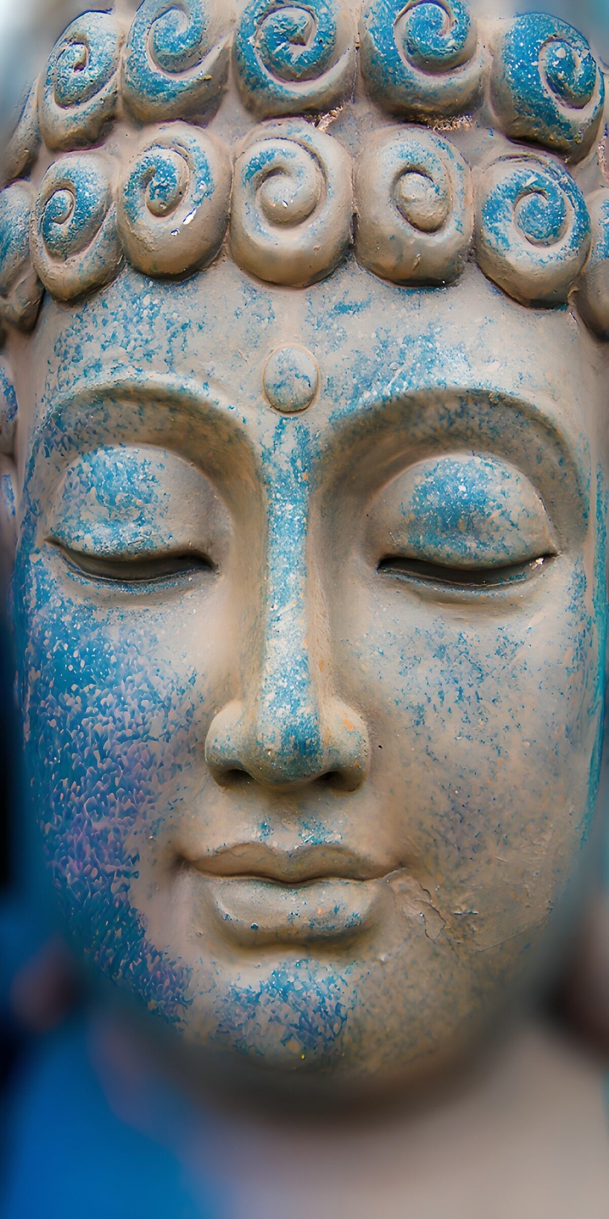 TPES10136: Rostro de Buda en azul desgastado