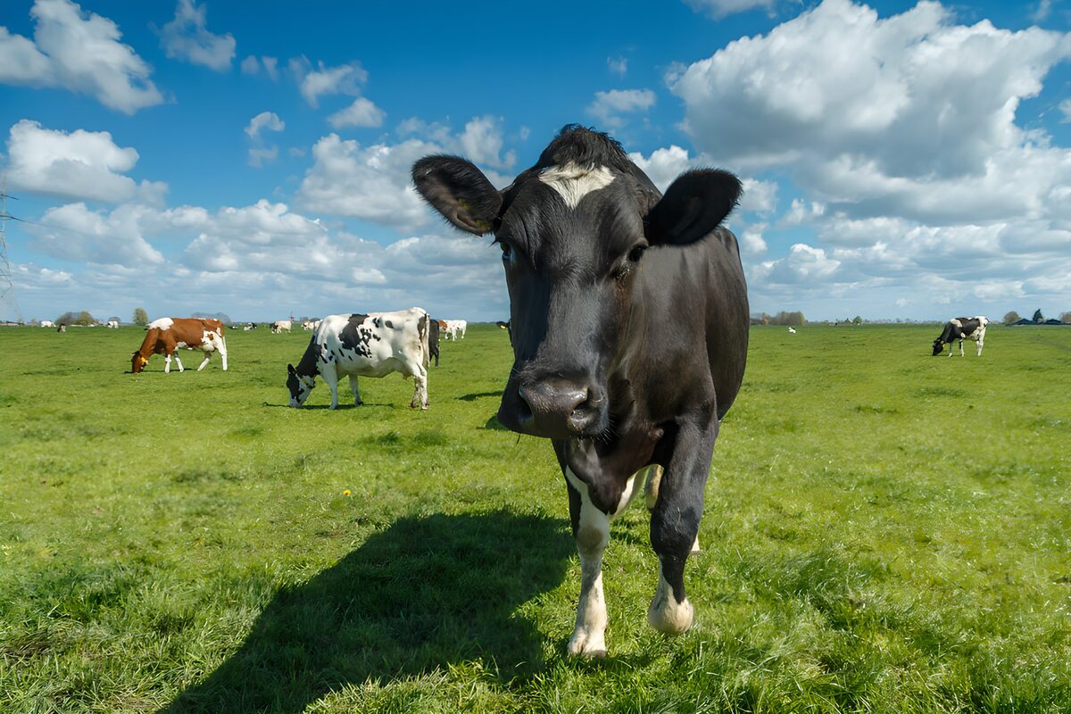 Vaca en primer plano bajo el sol