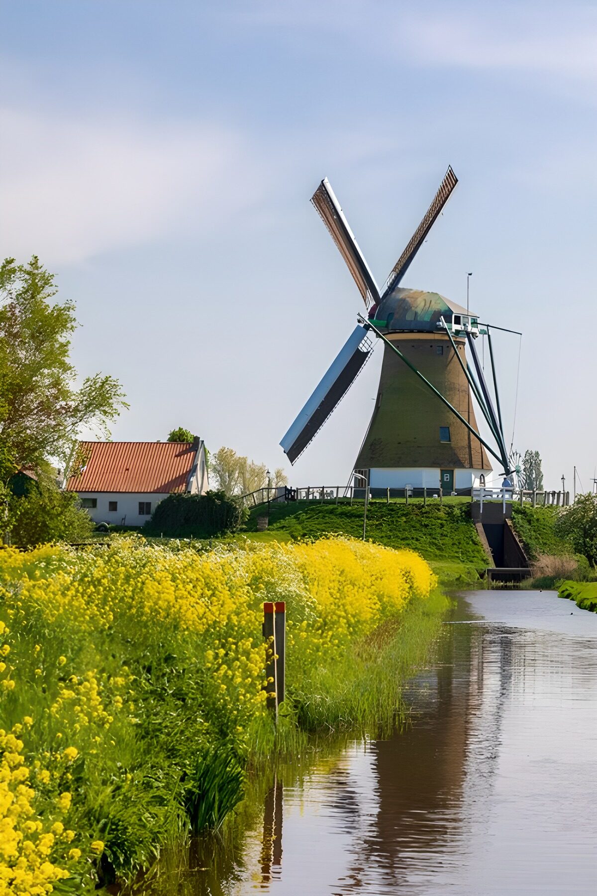 Molino junto al canal en primavera