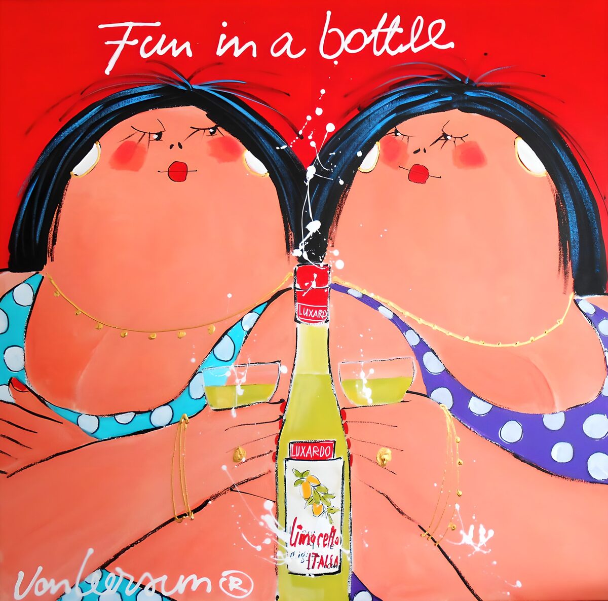 Dos mujeres brindan con limoncello
