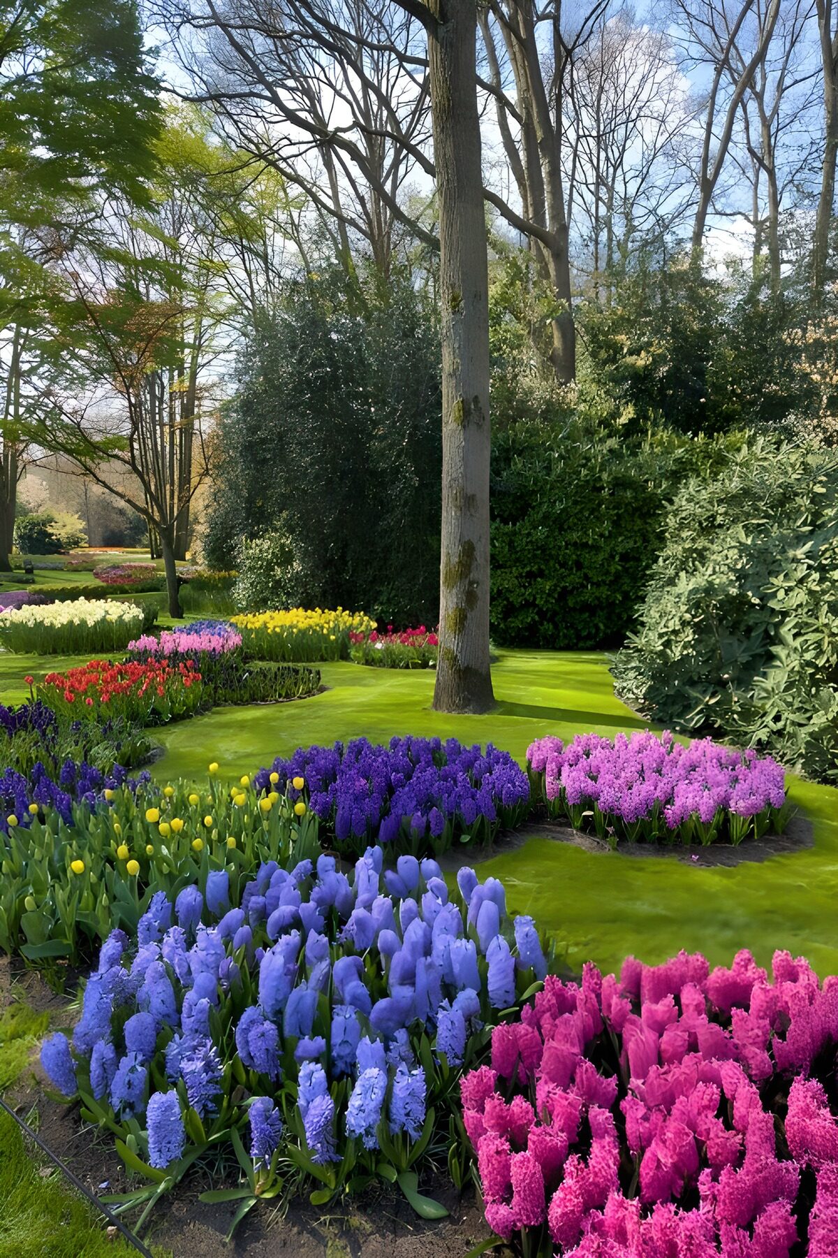 TPES52395: Jacintos y tulipanes en el jardín