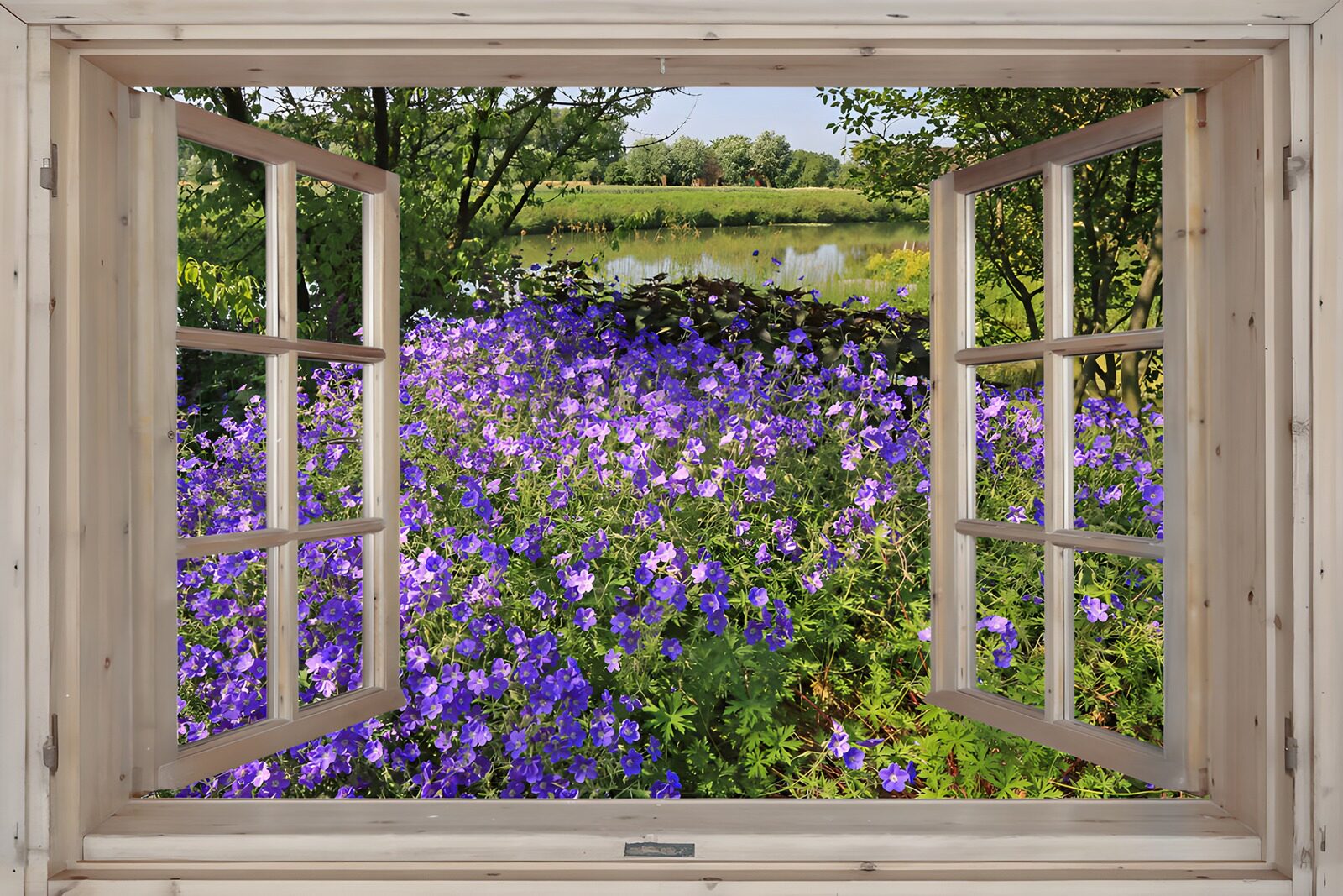 TPES17303: Ventana abierta a un jardín de flores