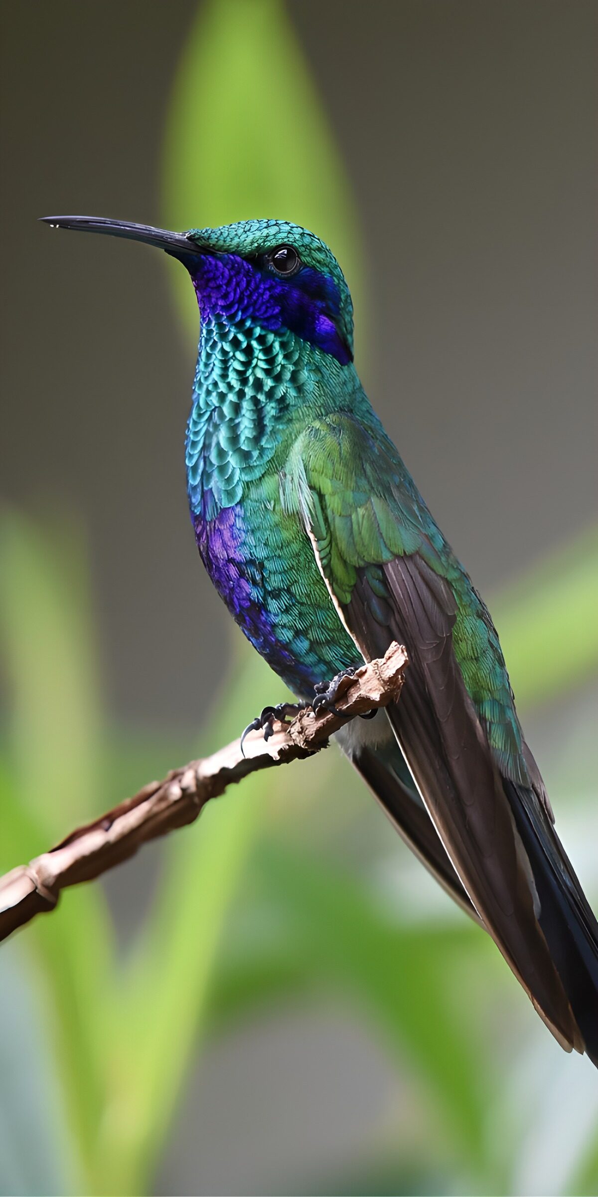 TPES30202: Colibrí turquesa y violeta en reposo