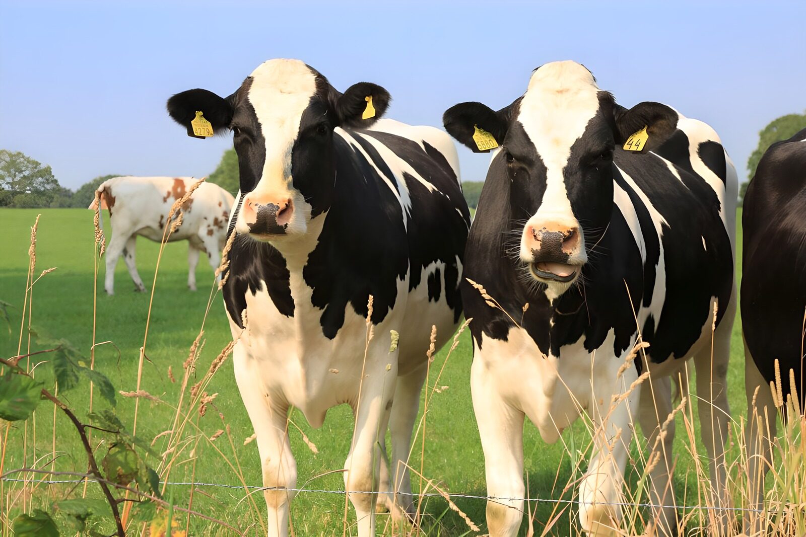 TPES20599: Dos vacas blancas y negras en el prado