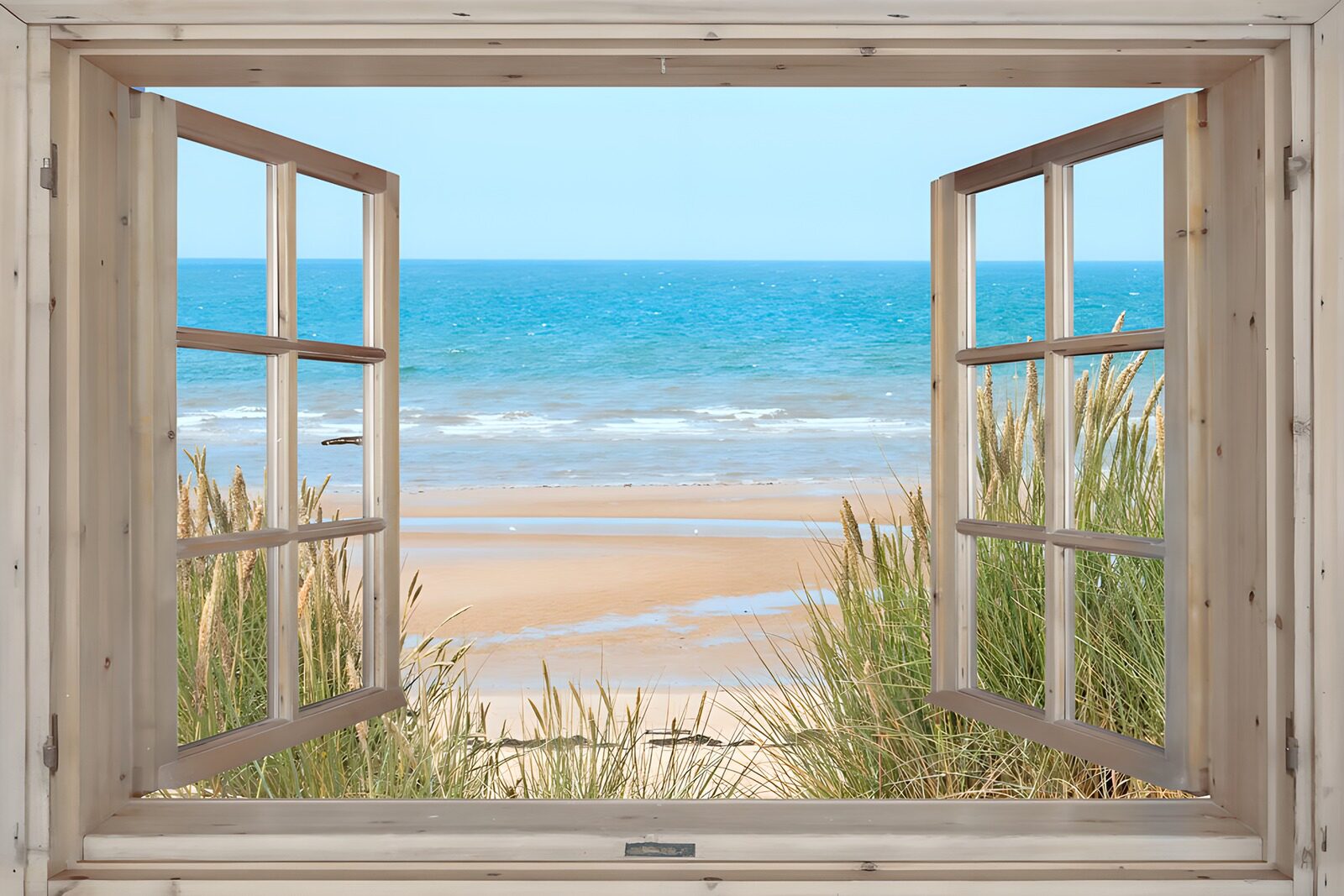 TPES17791: Ventana abierta a una playa soleada