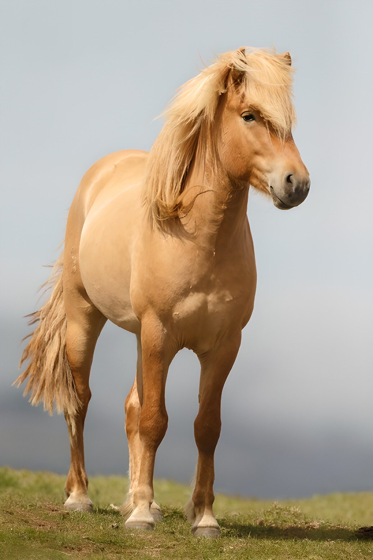 Caballo dorado sobre la hierba