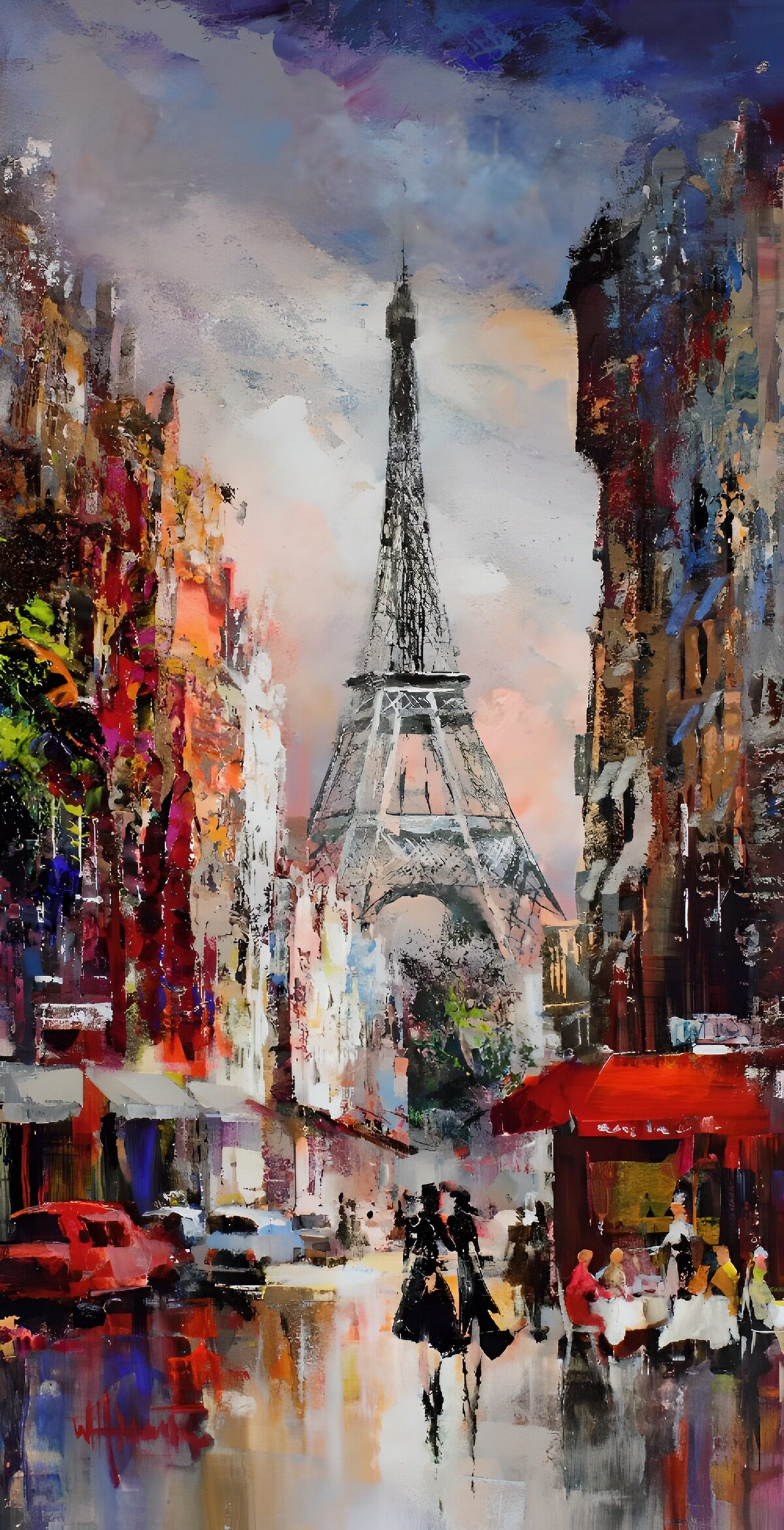 Calle de París entre reflejos de color