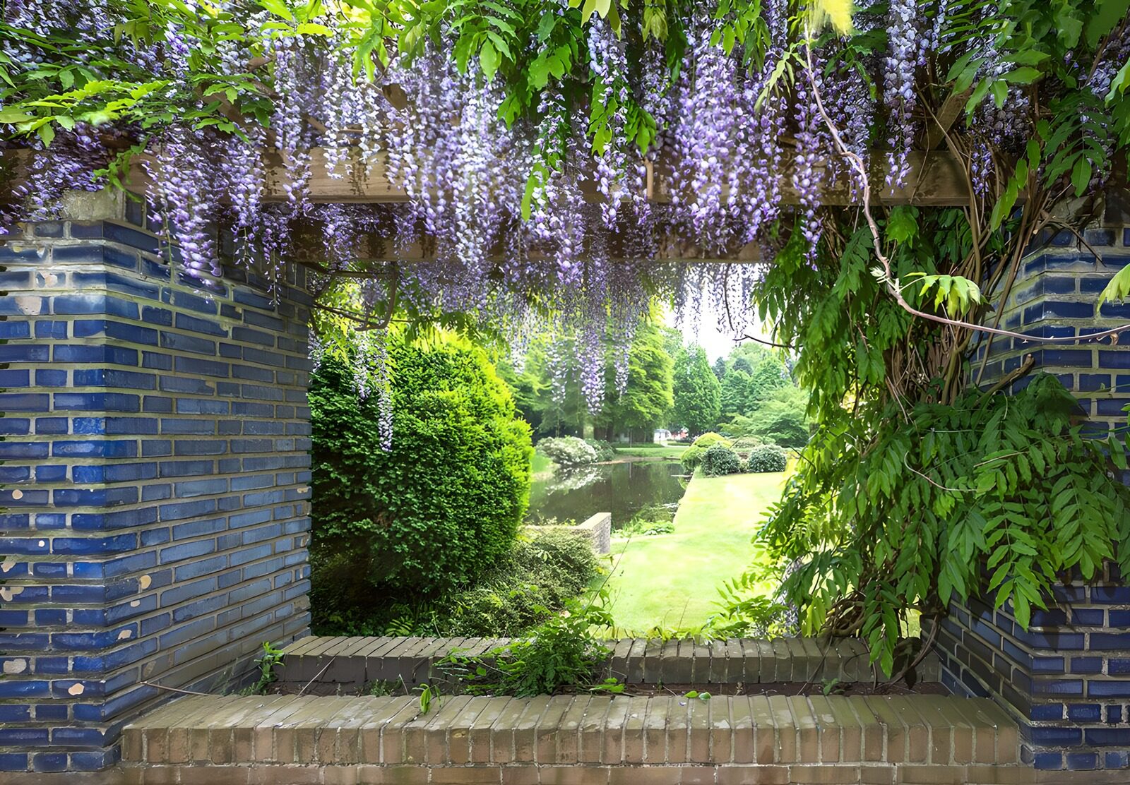 TPES51303: Pérgola de glicinas junto al estanque
