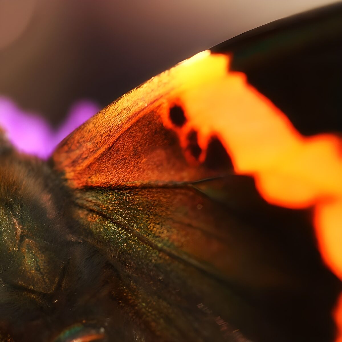Mariposa naranja y negra a plena luz