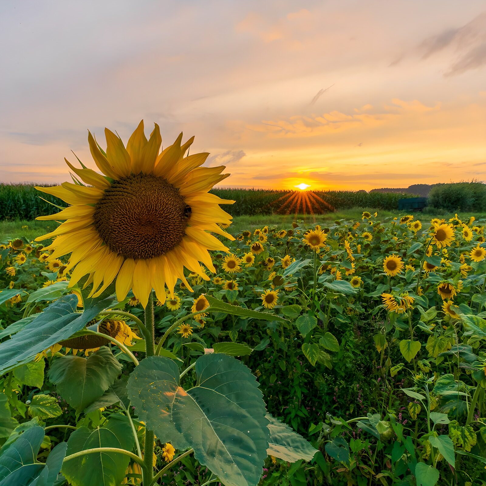 TPES13400: Campo de girasoles al atardecer
