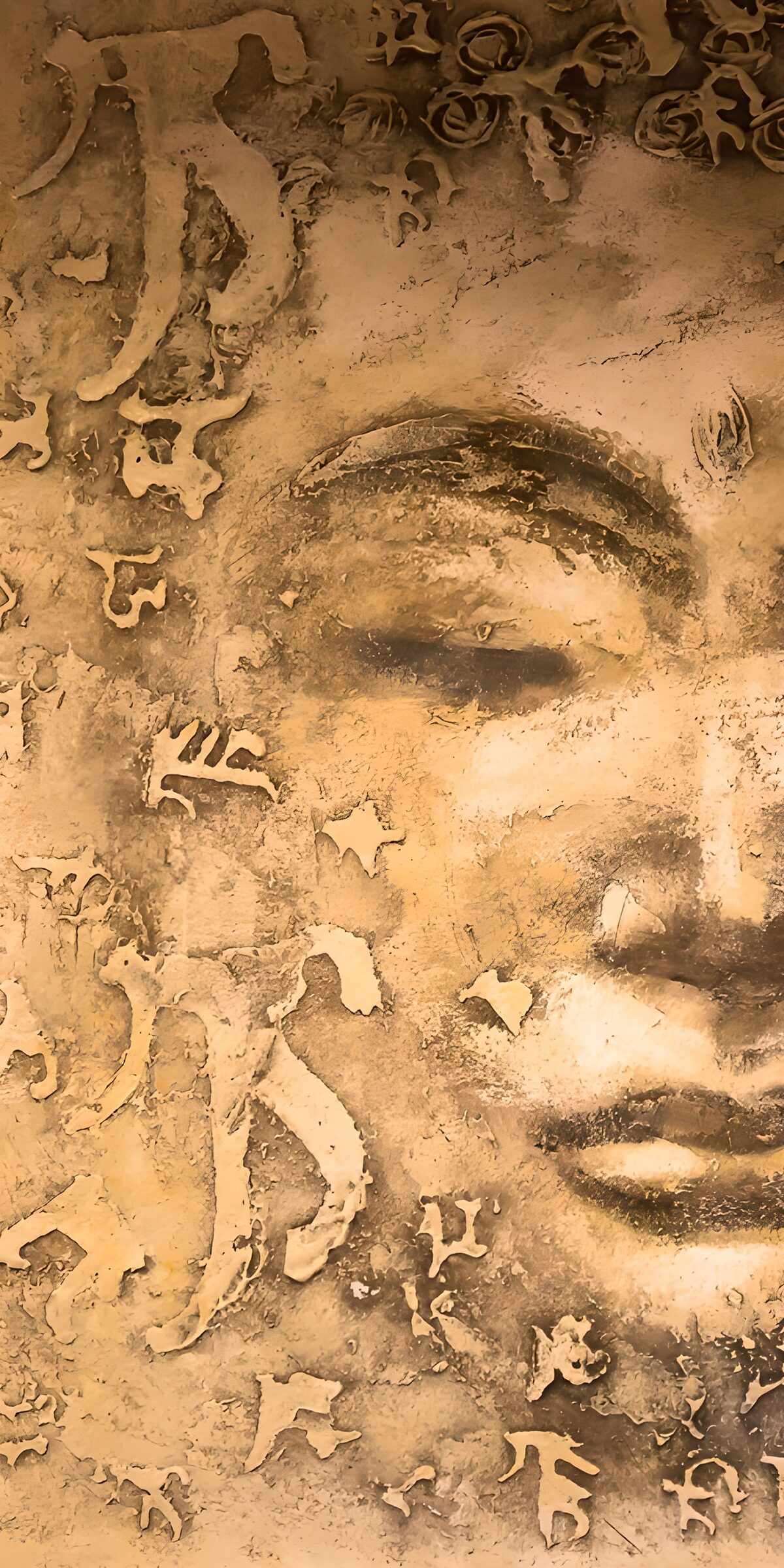 TPES66373: Rostro en sepia de textura envejecida
