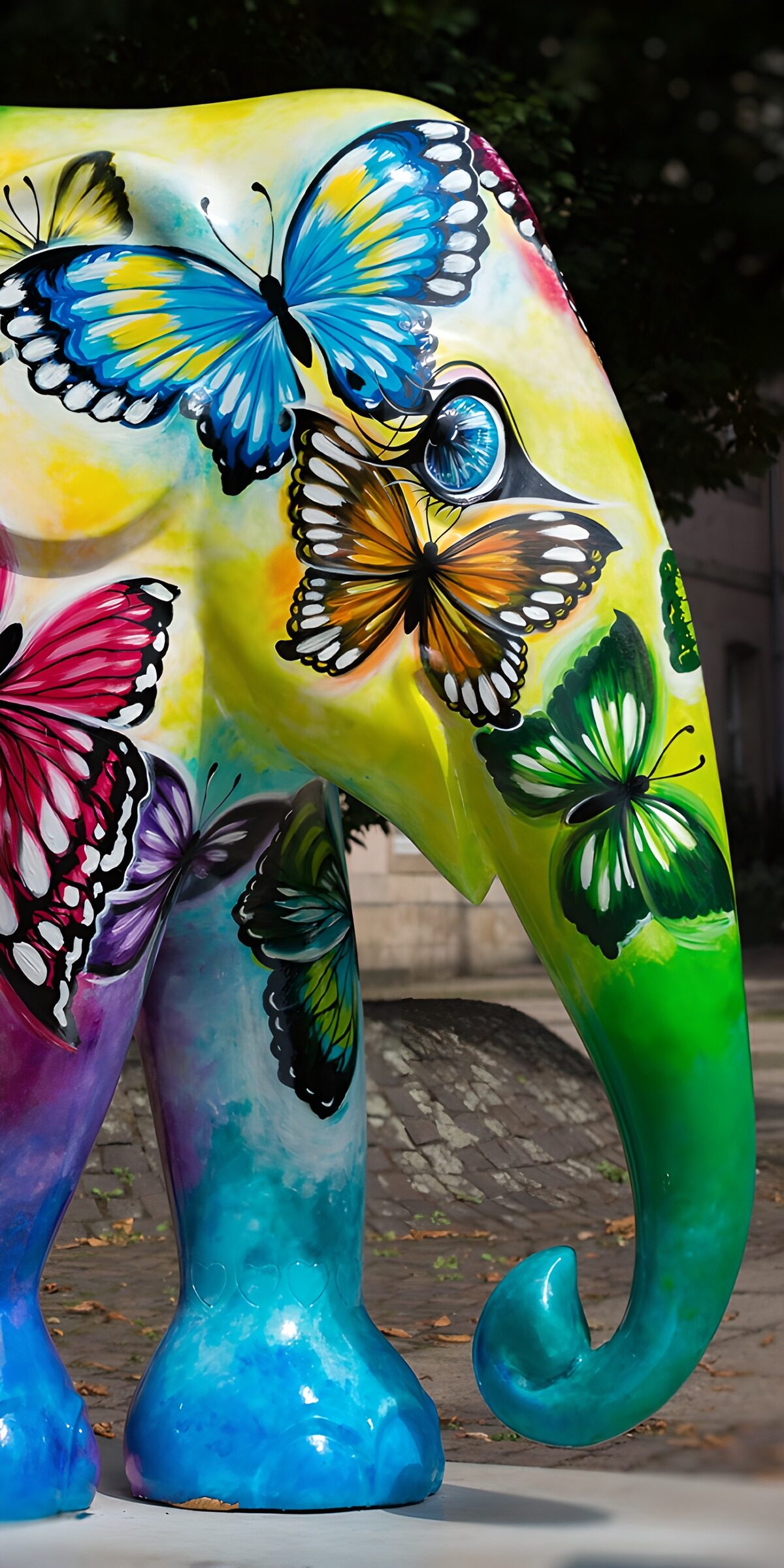 TPES81809: Elefante pintado con mariposas de colores