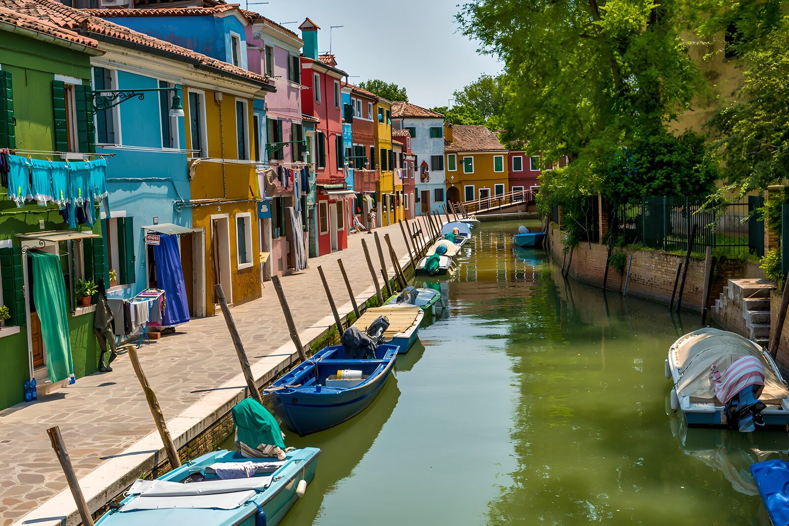 TPES96890: Casas de colores y barcas al sol