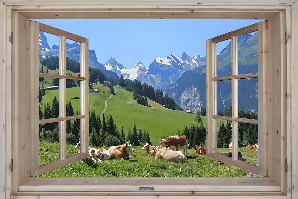 La montaña arropa la siesta de las vacas