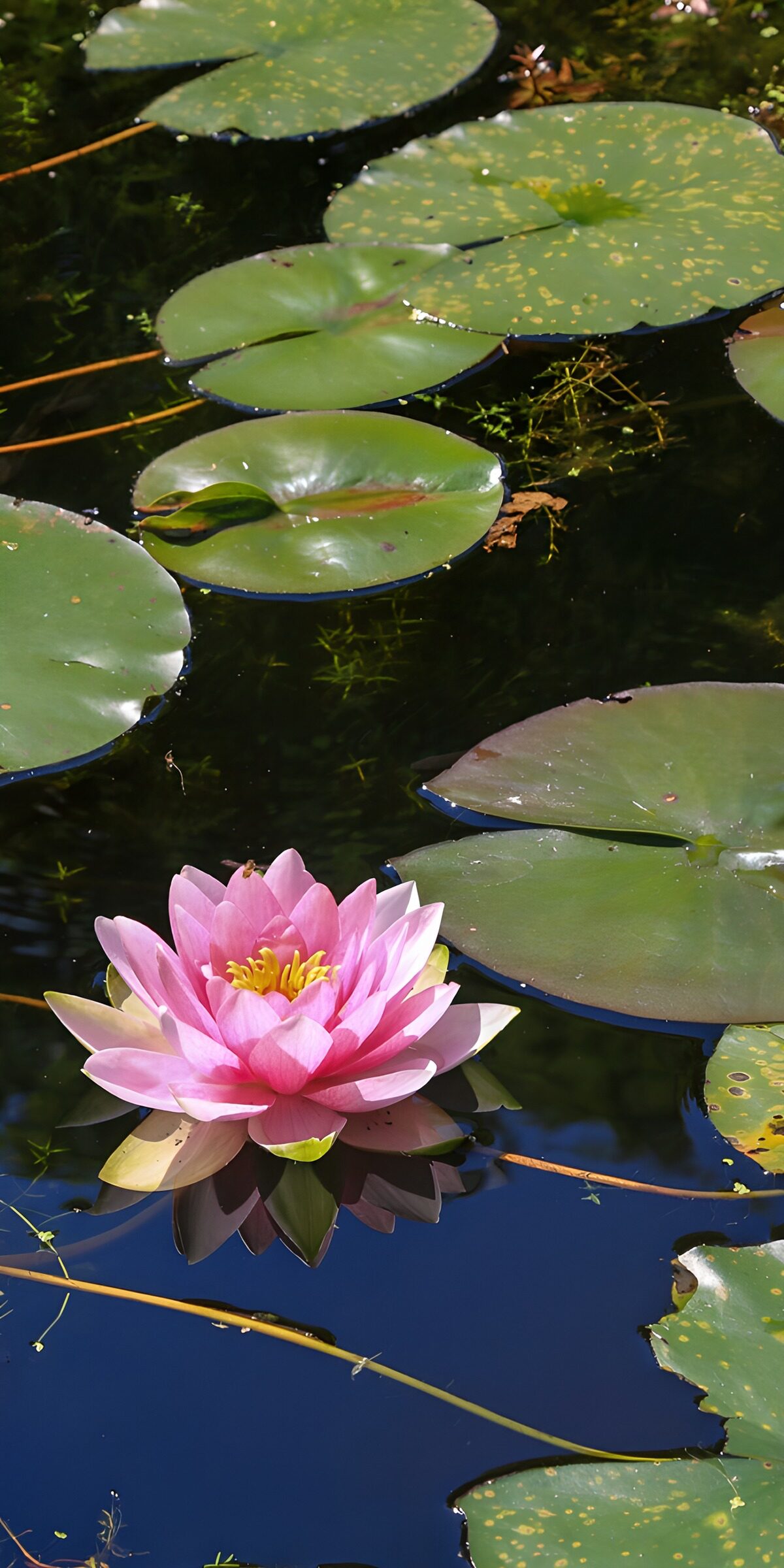 TPES89465: Nenúfar rosa y su reflejo en calma