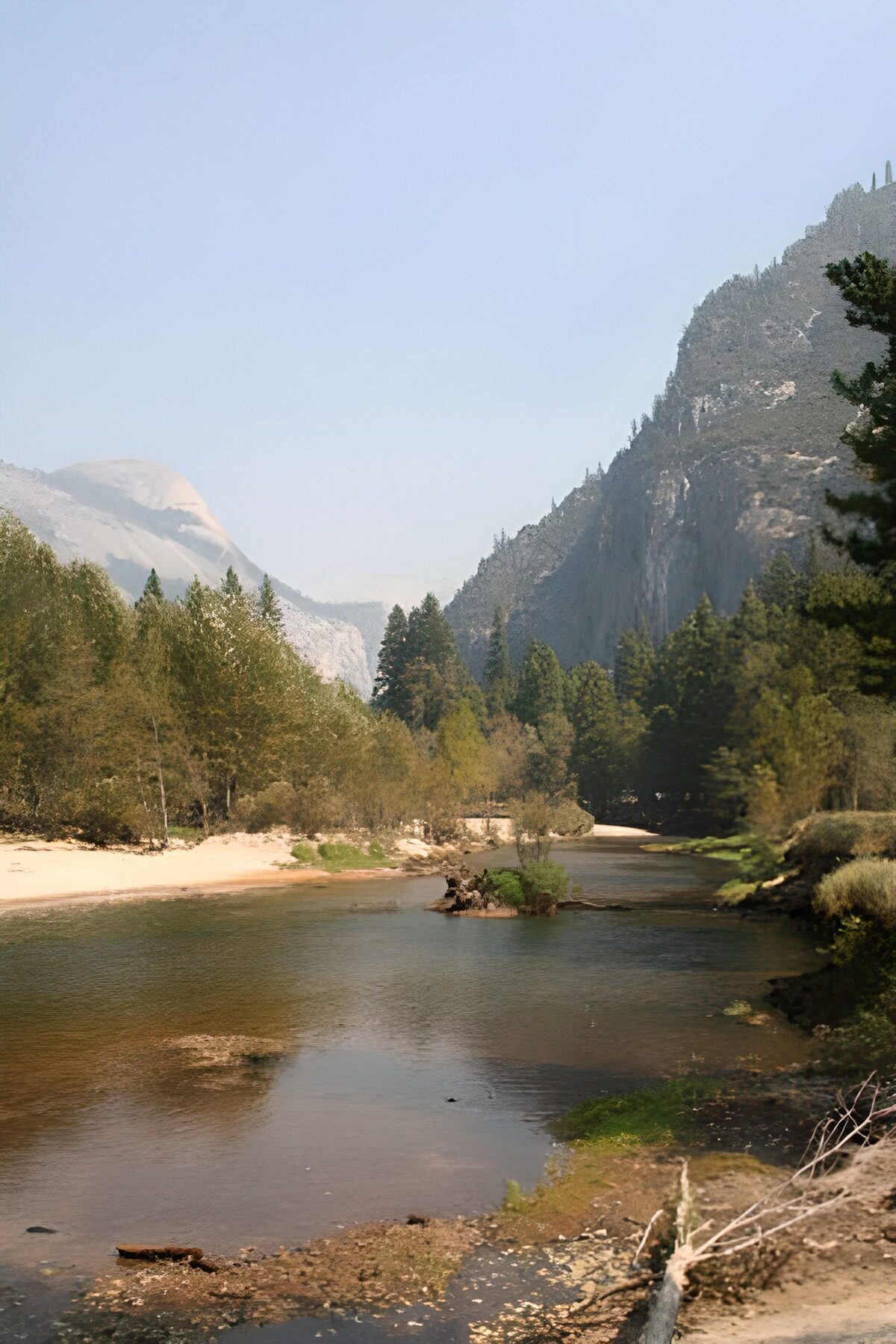 TPES95285: Río entre bosques y paredes de roca