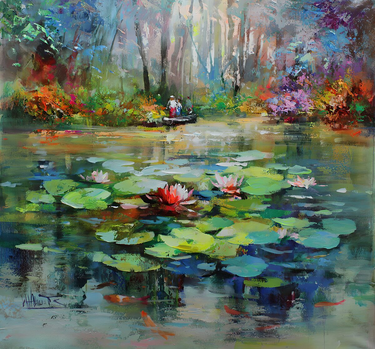 Nenúfares entre reflejos de colores