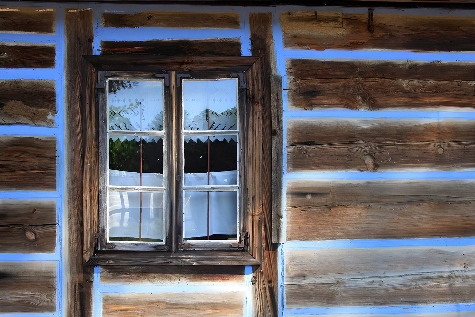 TPES46929: Ventana rústica entre madera y azul