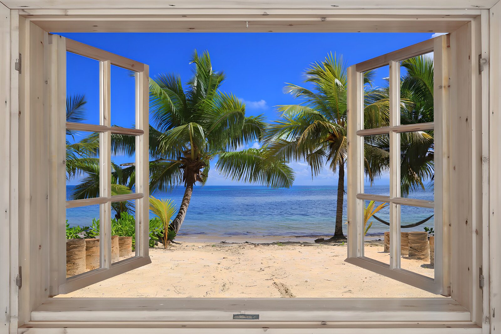 TPES71099: Una ventana al azul entre palmeras