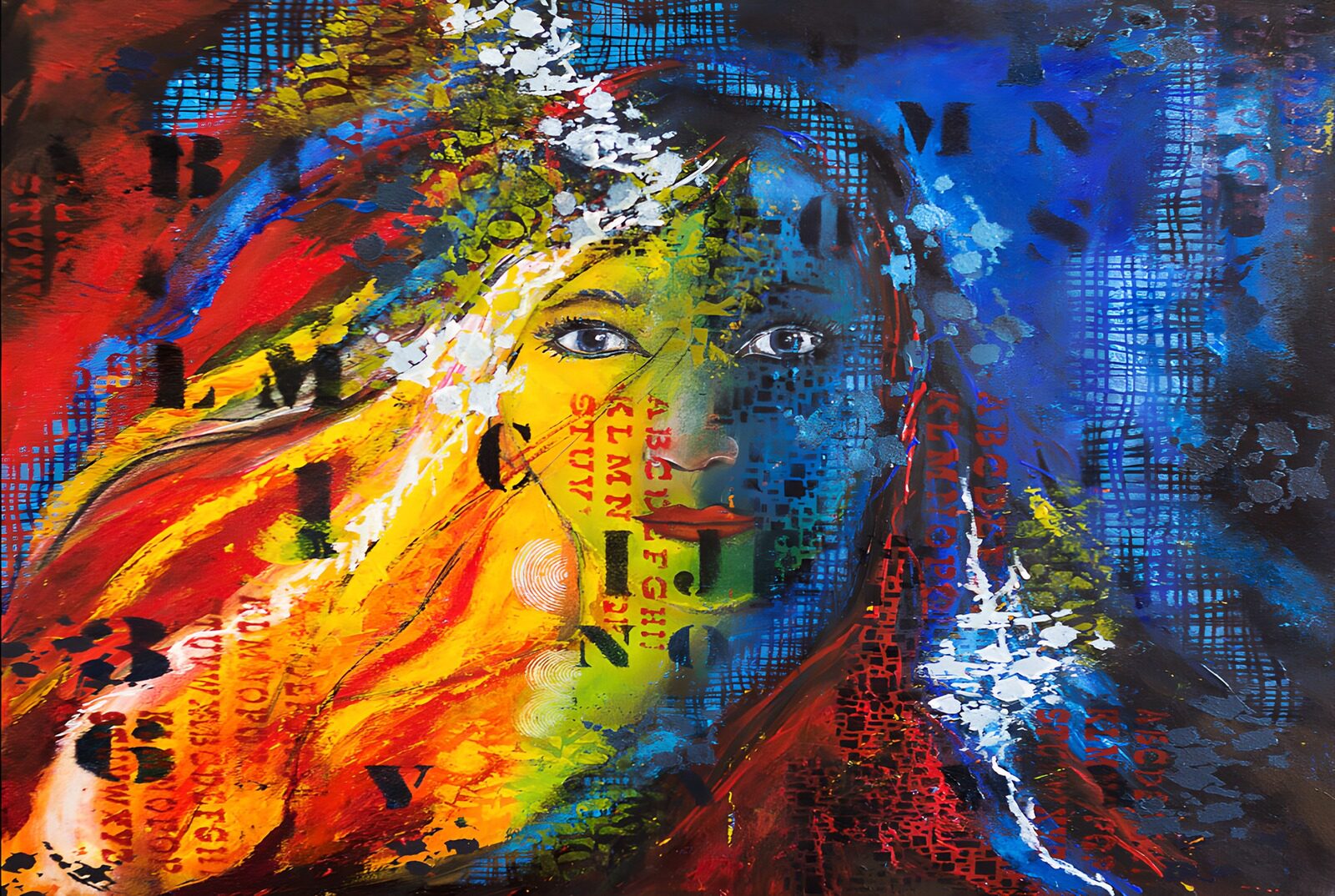 TPES84124: Retrato de mujer entre grafitis y color